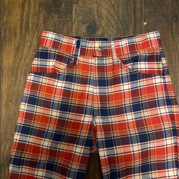 Vintage plaid bell bottom- flare jeans size 00 -1 - Picture 2 of 12